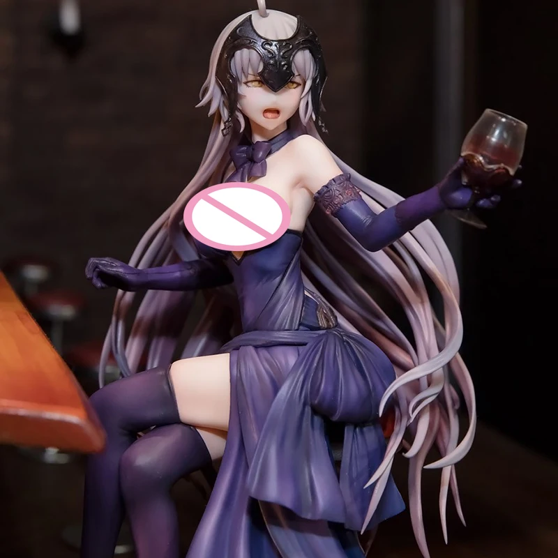 

18cm Fate/Grand Order Jeanne D'Arc Anime Action Figure PVC Holy Eve Dinner Wine Glass Bar Counter Sitting Posture Model Toy Gift