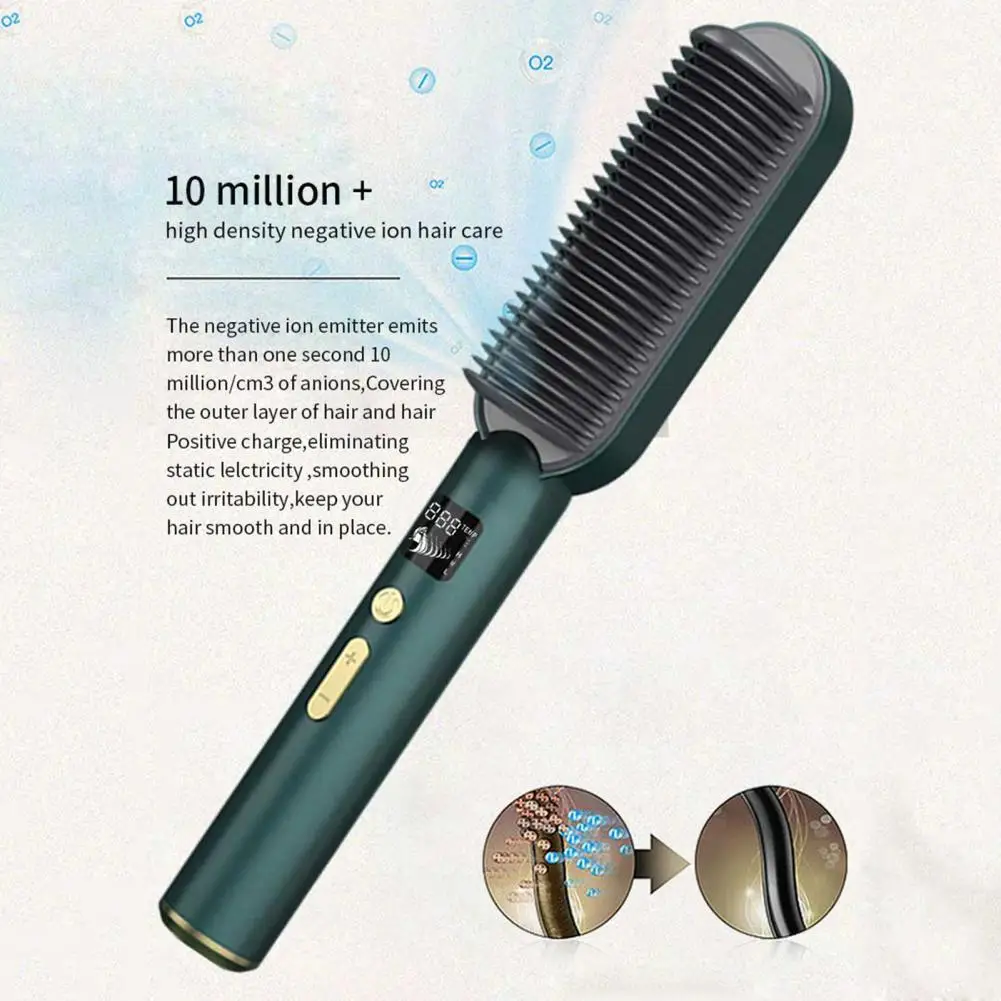 

2 In 1 Portable Women Hair Straightener Curler Comb with Temperature Display