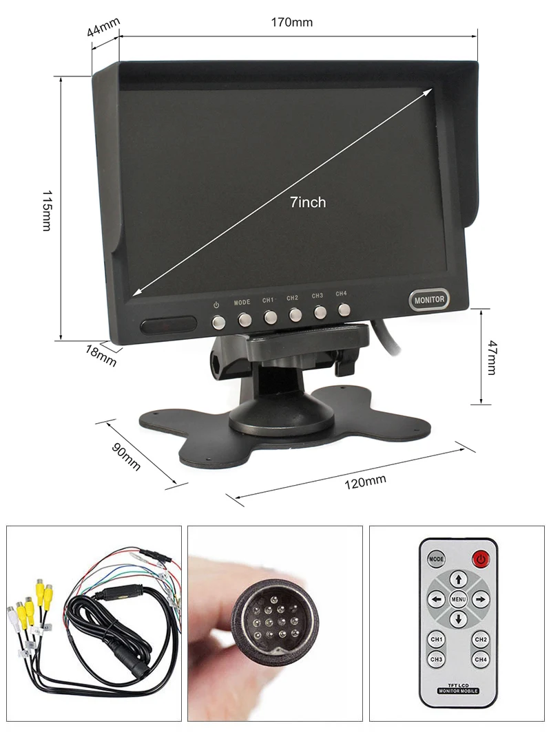 DIYKIT " 4 Сплит QUAD заднего вида монитор автомобильный монитор+ CCD ИК ночного видения резервная камера заднего вида Водонепроницаемая для грузовика автобуса