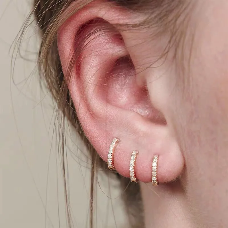 

Temperament Wild Zircon Color Small Ear Ring Popular Folding Belt Small Ear Buckle Simple Fashion Ear Jewelry for Female Earring