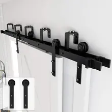 JACHOR Bypas 더블 트랙 헛간 도어 하드웨어 키트, 상단 장착 I 모양 롤러 레일 슬라이딩 도어 피팅, 1200-4870mm