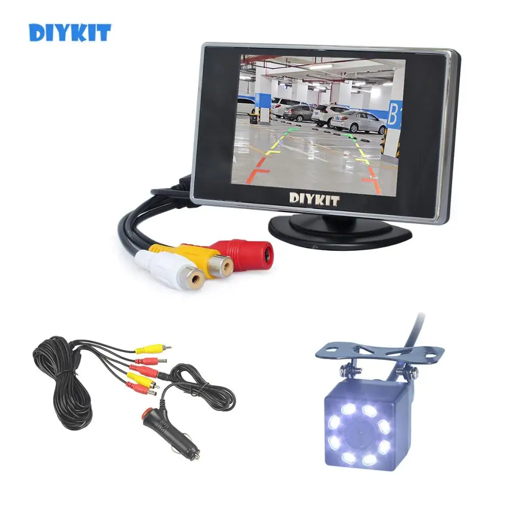 

DIYKIT Wire 3.5" TFT LCD Backup HD Car Monitor Rear View Car LED Camera Kit Reversing Auto Parking Assistance System