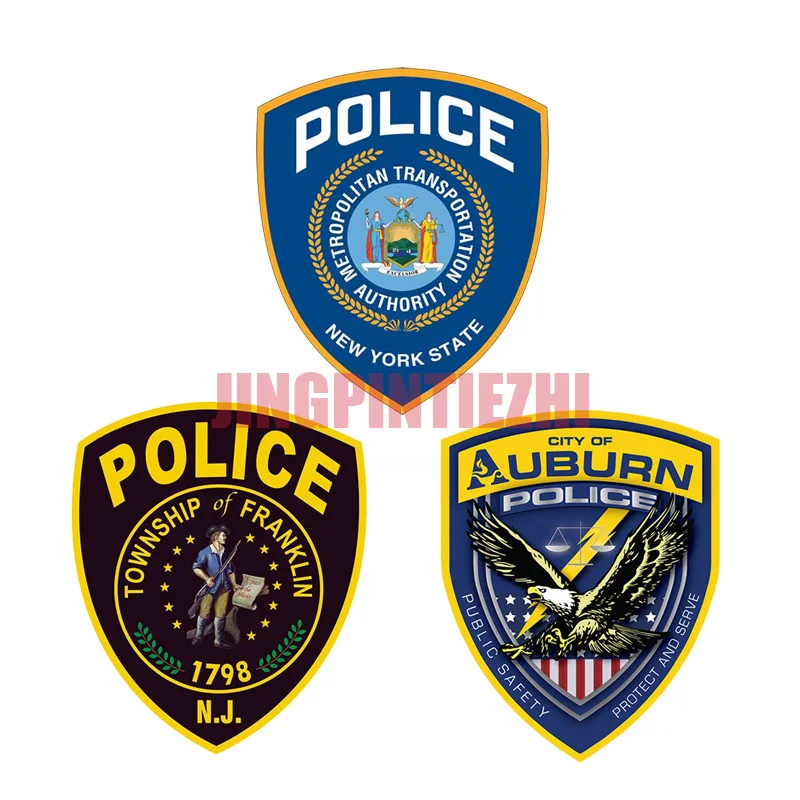 

Personality NEW YORK WA Police Badge Brand Car Sticker Decal Decor Motorcycle Off-road Laptop Trunk Guitar PVC Vinyl Stickers