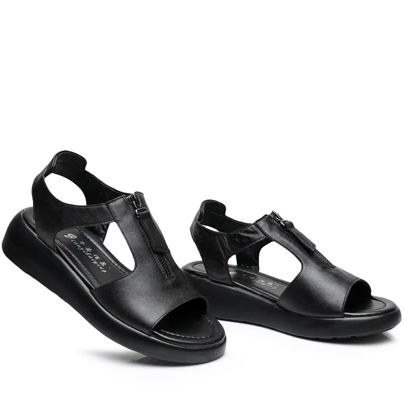 

Women's sandals large size 34-42 summer leather ladies shoes sandals women's platform 4.5 cm high heel women's shoes