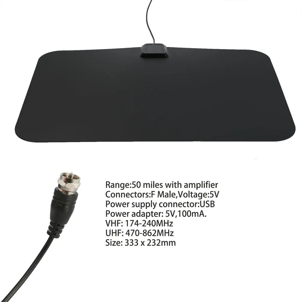 

Digtal Indoor Amplified HDTV Antenna with Detachable Amplifier Signal Booster for UHF VHF USB 10ft High Performance Coax Cable