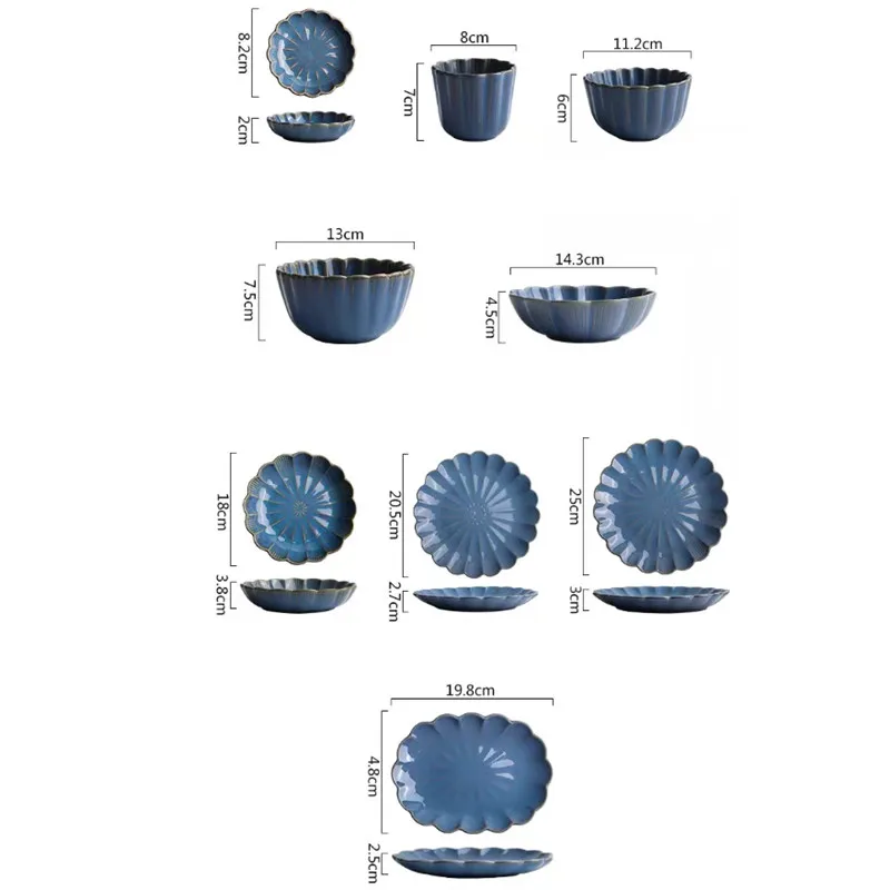 Японская керамическая белая/синяя глазурованная стандартная тарелка