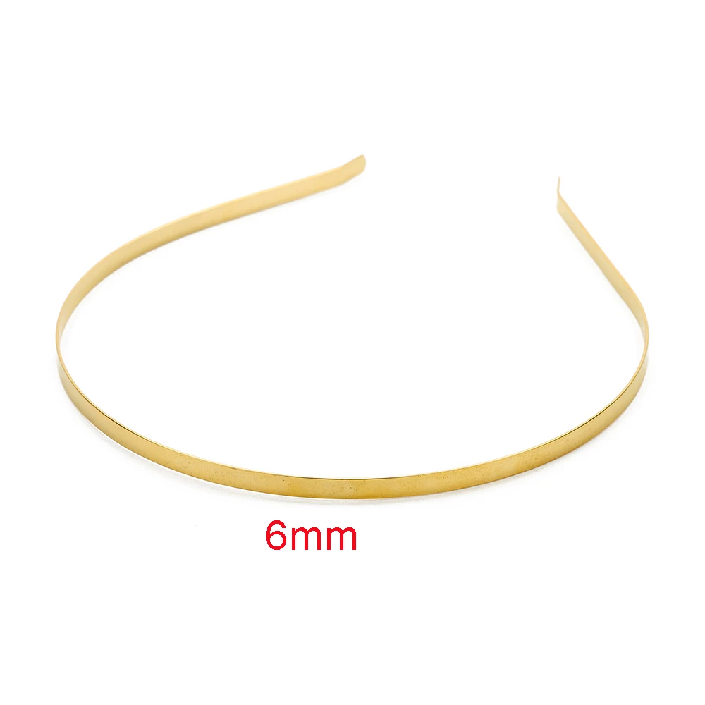 6mm gold 10 шт./лот 3/5/6 мм Нержавеющая сталь тускловатый серебряный/черный, однотонная обувь на плоской подошве повязка на голову, повязка на голову, DIY украшения для волос аксессуары для рукоделия - Окраска металла: 6mm gold