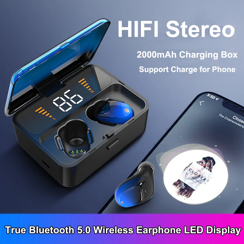 

TWS Bluetooth-наушники 5,0, Беспроводные стереонаушники, Hi-Fi мини-наушники для спорта, бега, мобильных телефонов, игровая гарнитура для iPhone, Huawei