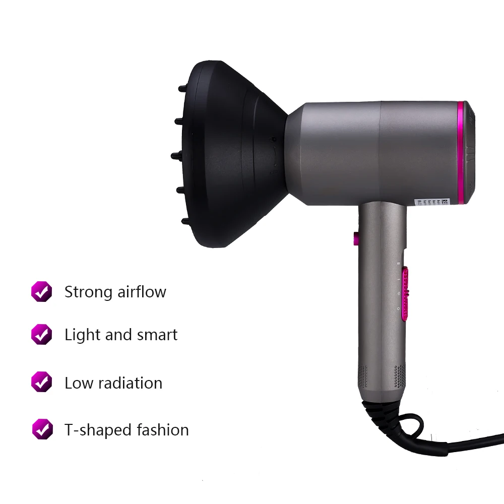 Портативный фен для волос профессиональный с горячим воздухом щетка