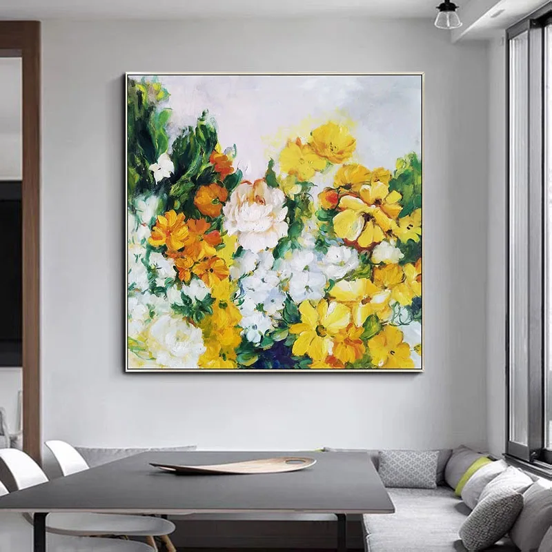 

Hand Painted Abstract Flower Art Oil Painting On Canvas Wall Art Frameless Picture Decoration For Live Room Home Decor Gift
