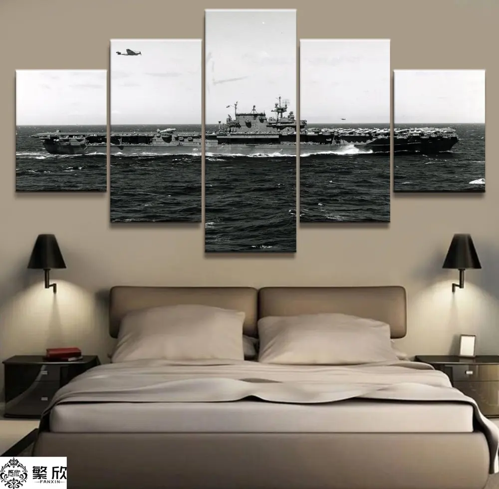 5 панельный авианосец предприятие военный холст напечатанный рисунок для