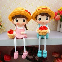 nordic lovers gifts family resin figurines ornaments cute hanging feet doll girl home decoration accessories for living room