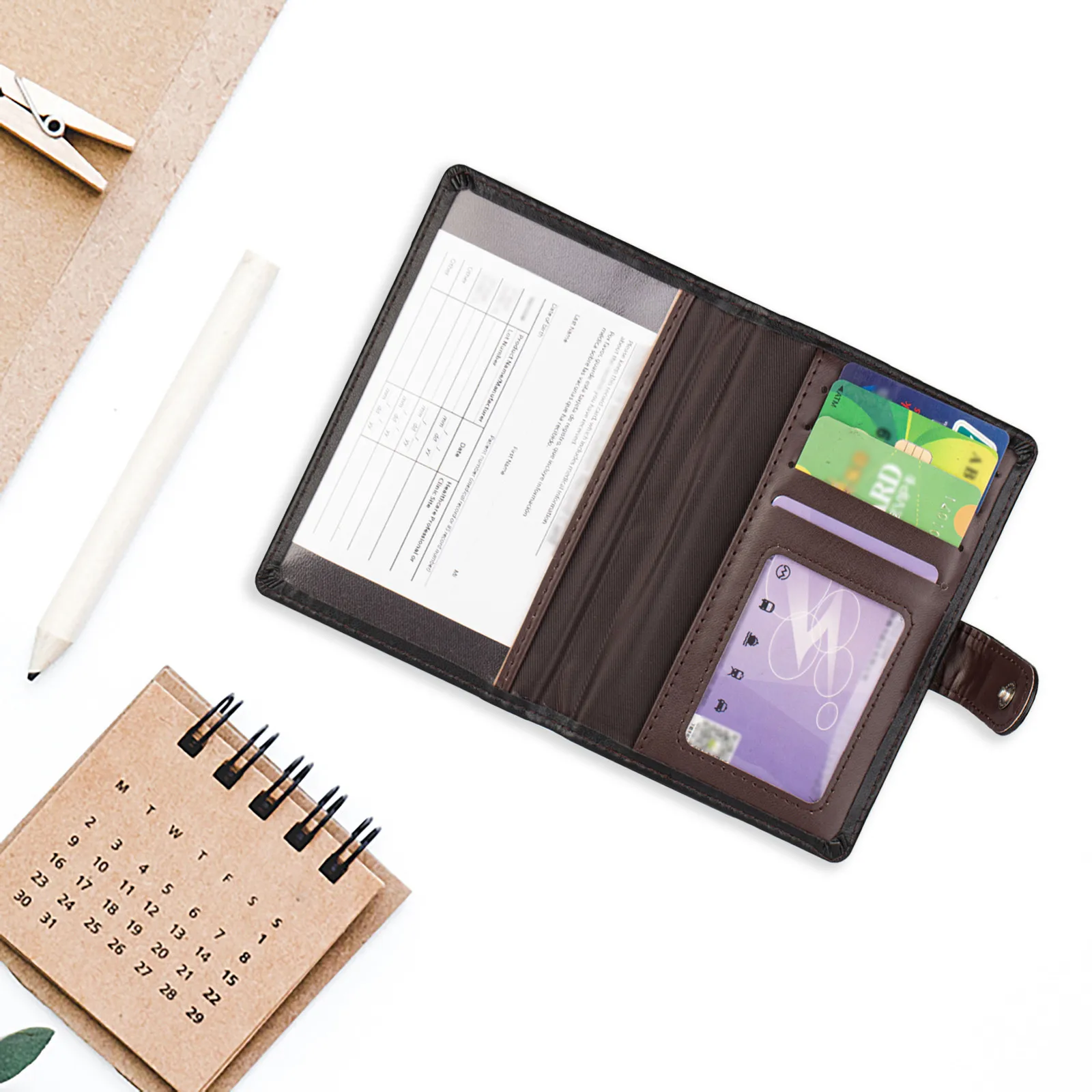 

Vaccination Certificate Card Cover Multifunctional Leather Protective Cover Solid Color High-quality Portable Storage Bag Holder