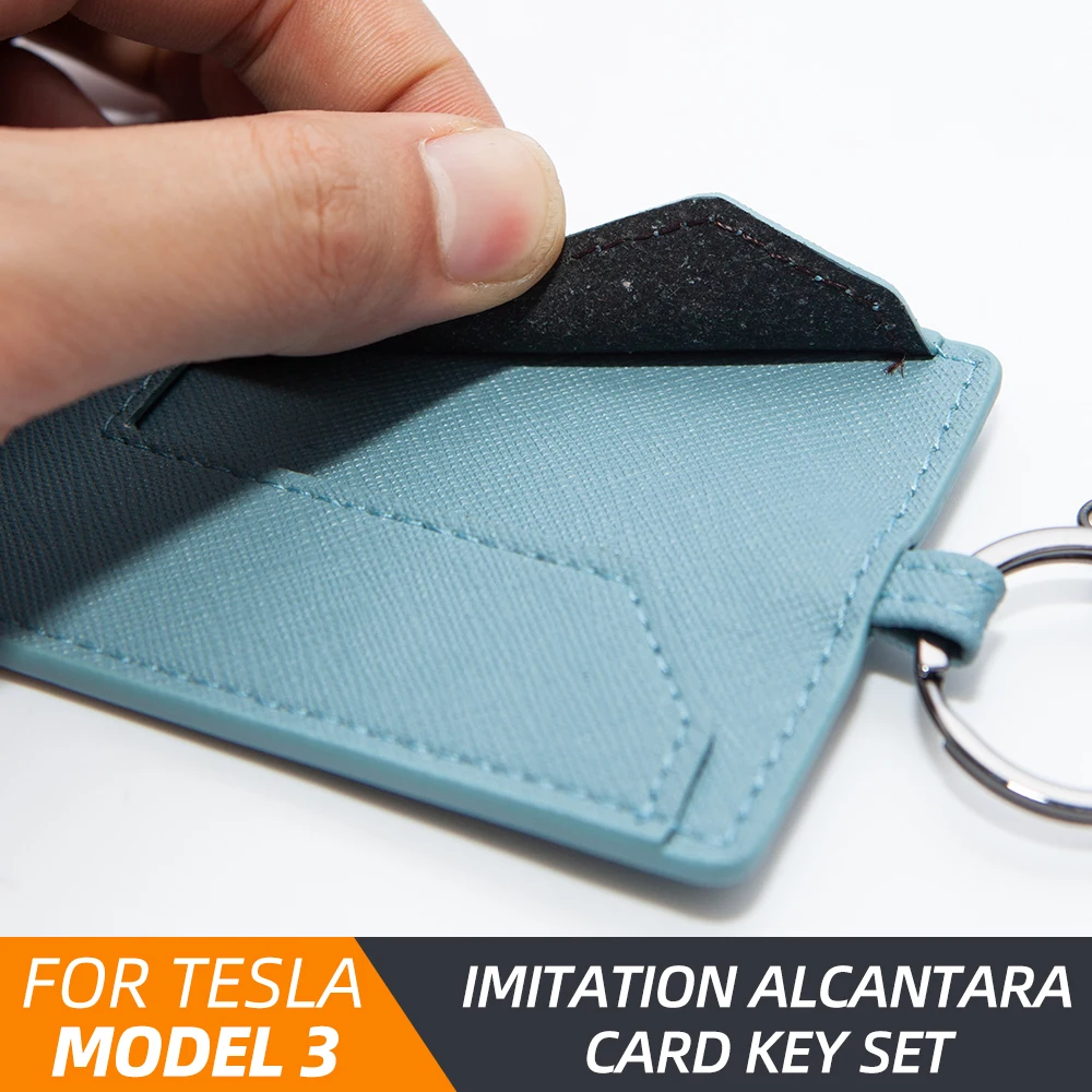 

vxvb 2021 Car Leather Key Card Holder Protector Key Chain for Tesla Model 3 Key Card Auto Interior Accessories Key accessory New