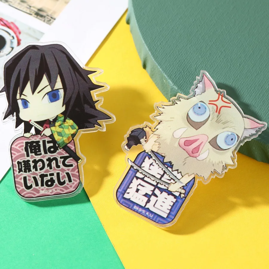 Anime Demon Slayer Kimetsu no Yaiba Pin Badges Plastic Kamado Tanjirou Cosplay Brooch With Clip Fans Gifts Accessories