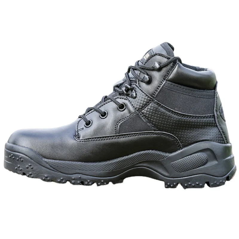 Men Army Tactical Leather Low-Zip Waterproof Combat Boots Black Outdoor Hiking Sneaker Climbing Shoes