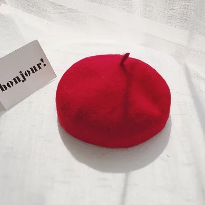 Berets red Теплые, зимние, шерстяные кашемировые помпоны, шарф, розовый толстый с кроличьим меховым шаром, пашмины, большой палантин, Дамская шаль, акриловый шарф - Цвет: Berets red