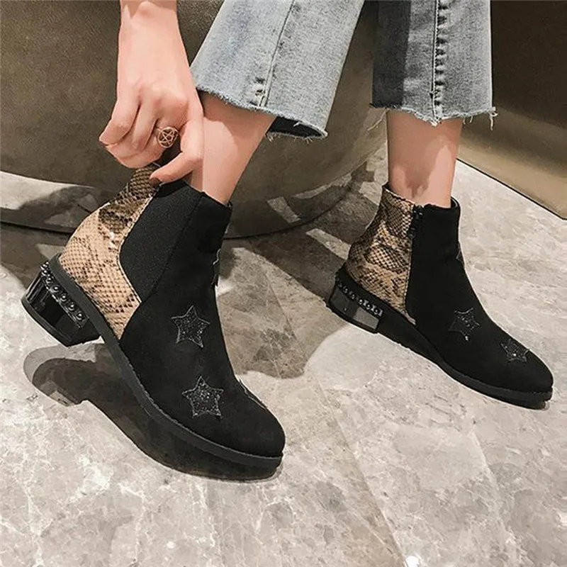 Оригинальные разноцветные ботинки в этническом стиле женские на толстом