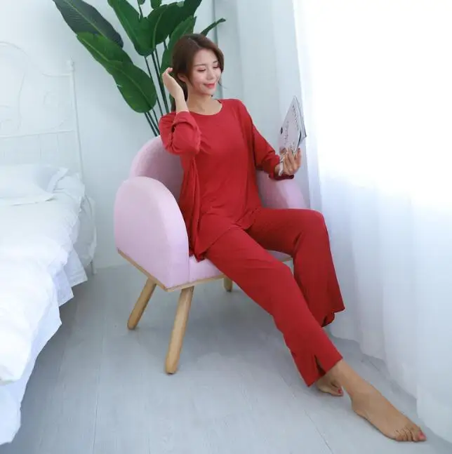 

Womens Pajamas Suit Female Loose Thin Casual Home Wear two-piece summer