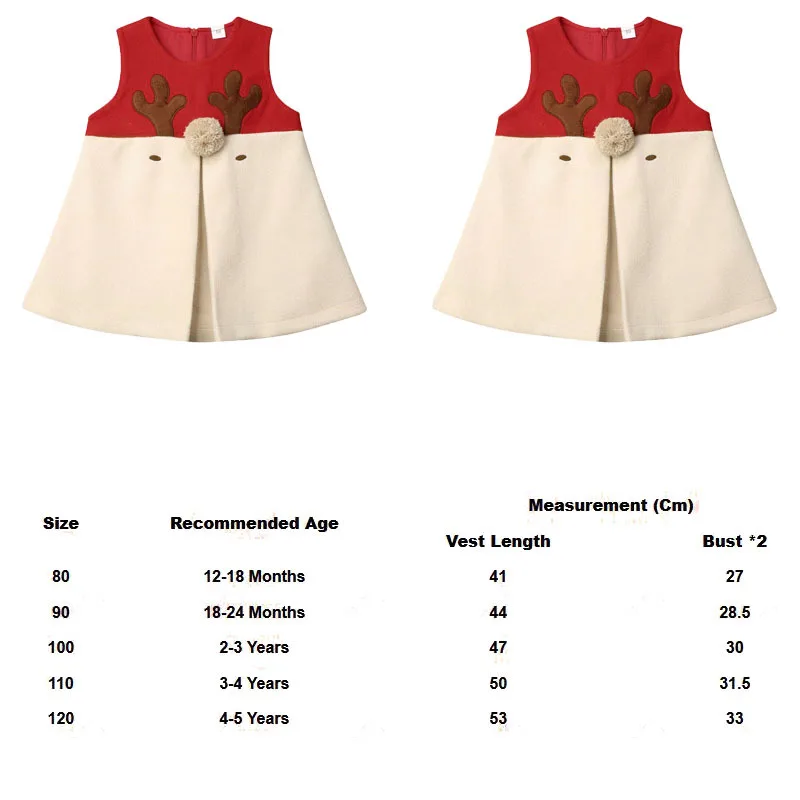 

Autumn and winter children's wear Korean version of girls cute sleeveless coat children Christmas deer dress