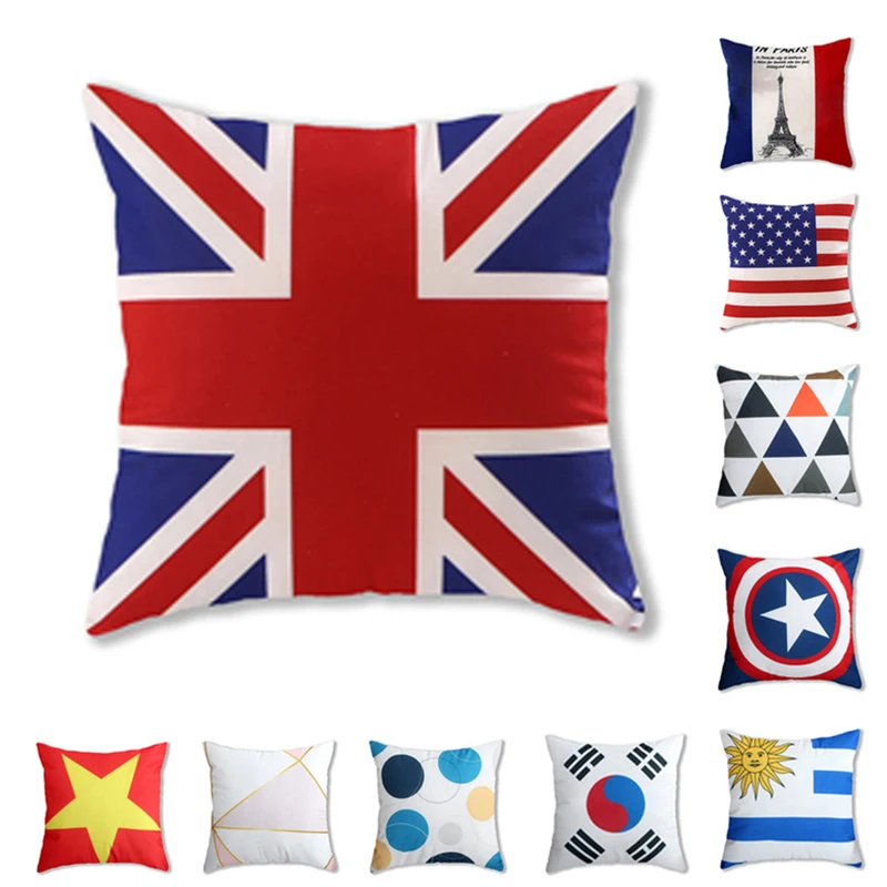 

Various National Flags Cushion Covers United Kingdom America Iceland Home Decor Gaming Chair Office Gifts Throw Pillow Cases