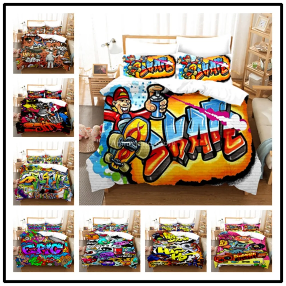 В Стиле Хип-хоп красочные Graffit 3d Постельное белье печать подарок для взрослых и