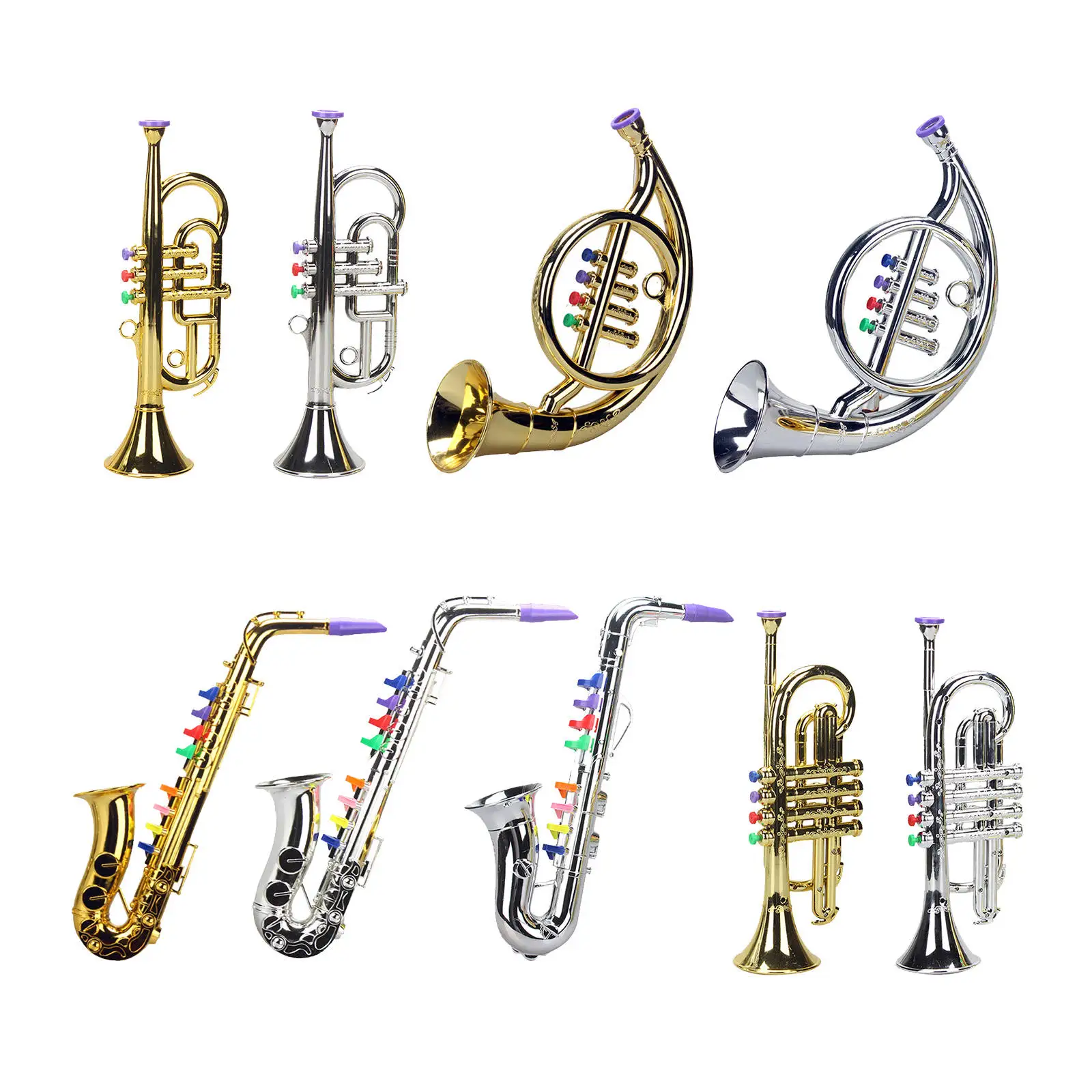 

Saxophone Mini 8 Notes ABS Metallic Musical Wind Instruments for Party Gifts Ages 3+ Kids
