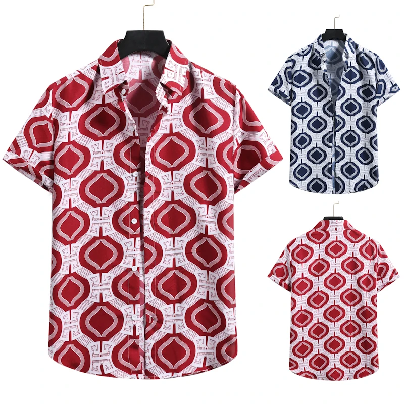 2021 мужская пляжная Модная рубашка с короткими рукавами и цветочным узором