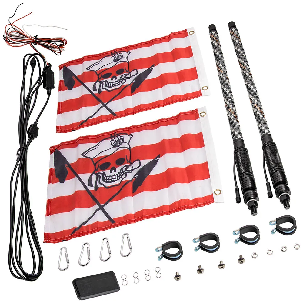 

2ft RGB LED Whip Light Off Road W/Flag Remote Control for RZR Can-Am ATV