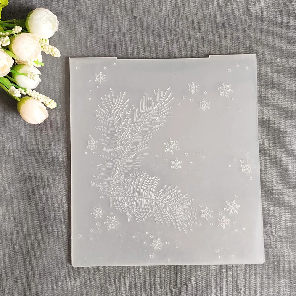 

Leaves Snowflake Embossing folder with cut Design DIY Paper Cutting Dies Scrapbooking Plastic Embossing Folder