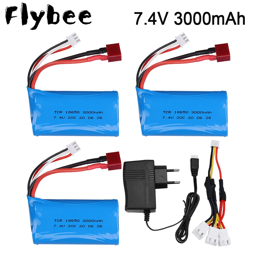 7 4 в 3000 мАч 18650 lipo Батарея 20C 2S для Q46 Wltoys 10428 12428 12429 12423 FY 03 RC автомобиль Запчасти