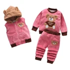 Комплект одежды для маленьких мальчиков и девочек, зимний теплый спортивный костюм из куртки с капюшоном и штанов, одежда для девочек, комбинезон