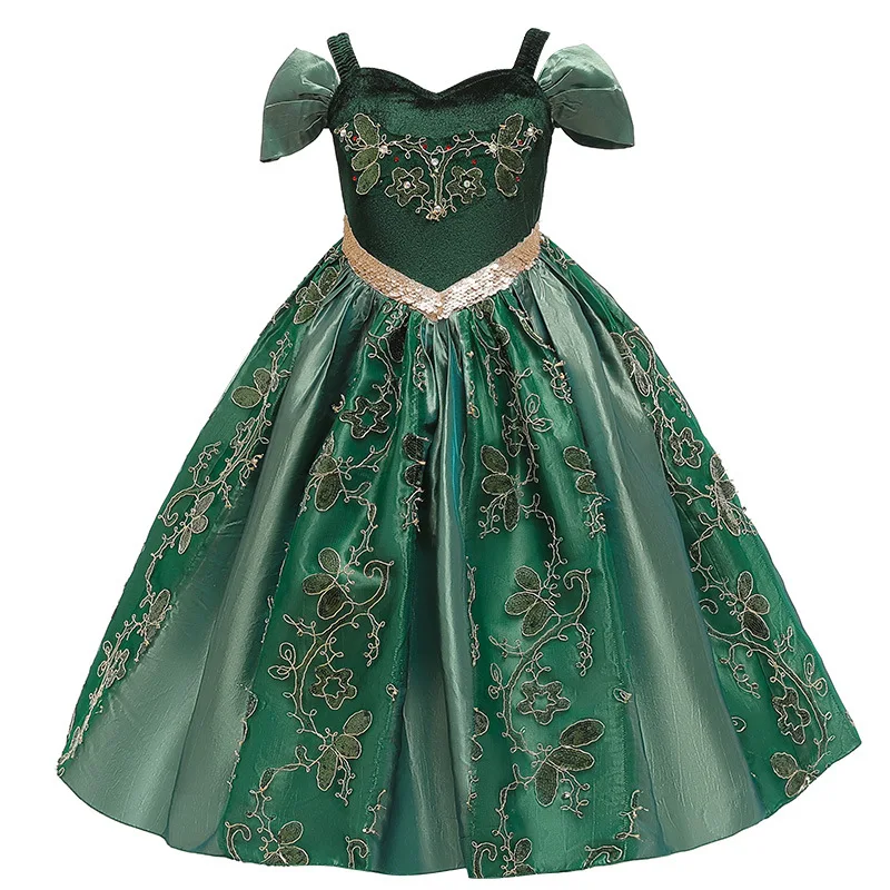 

Christmas Girls Dress Kids Clothes Cosplay Anna Princess Dress For Girls Wedding Party Dresses vestidos Children Clothing 8 10Y