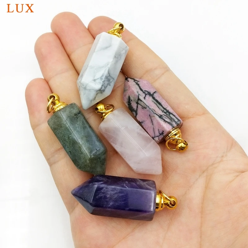 Натуральные драгоценные камни камень подвеска в виде бутылочки парфюма Роза quartzs