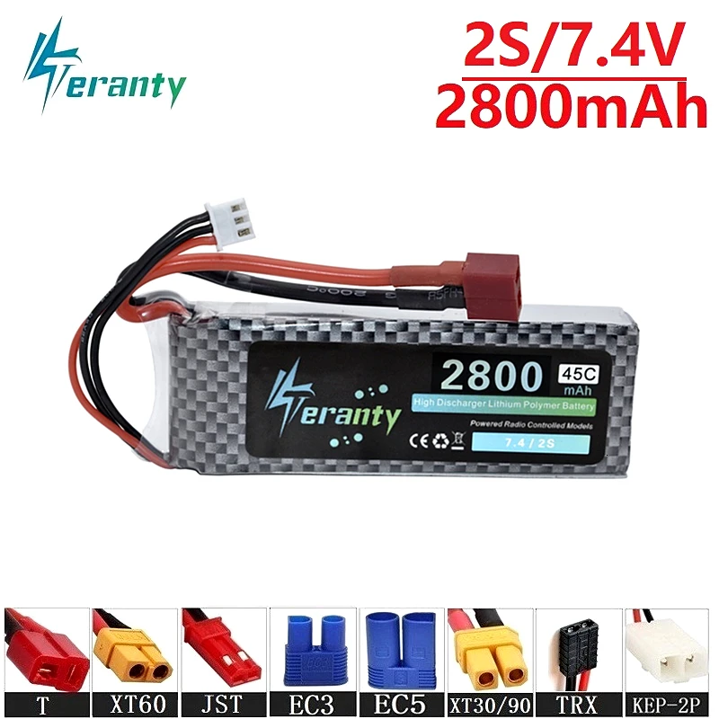 Teranty Power-bater&iacute;a Lipo para Dron de control remoto, pieza de repuesto 2s, 7,4 maH, 2800 v, 2200mah, 7,4 v-0