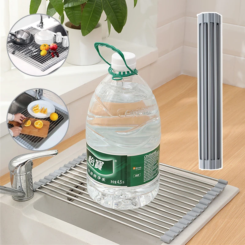 

12/15/18 Tube Foldable Dish Drying Rack Drainer Chopstick Dishes Drain Folding Sink Home Kitchen Roll-Up Drain Rack Convenient