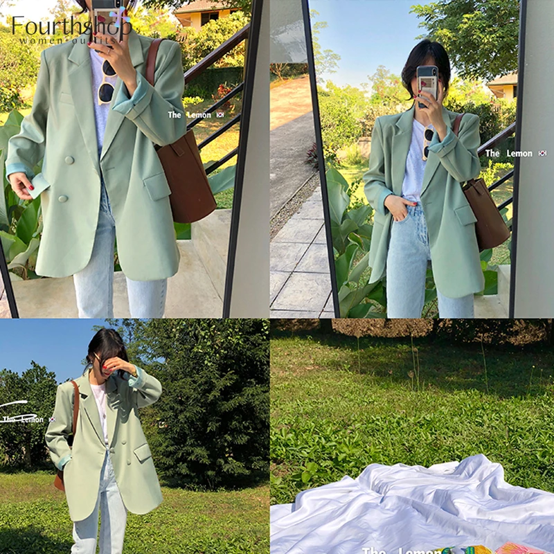 Женский винтажный блейзер в Корейском стиле Офисная Женская одежда Свободное