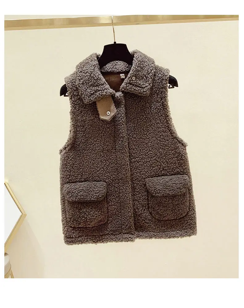 

Lamb plush vest female 2020 autumn winter new coat Korean waistcoat fur vest horse waistcoat vest women Streetwear