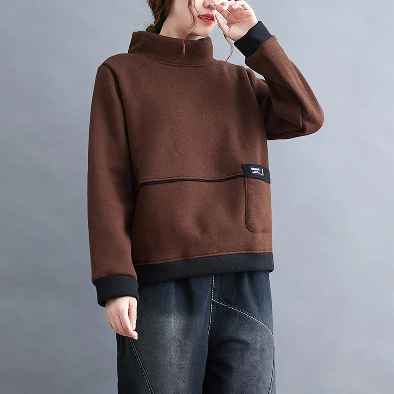 

Женская Повседневная кашемировая толстовка с капюшоном, Новая женская блузка на осень и зиму, Женская универсальная Толстая теплая рубашка...