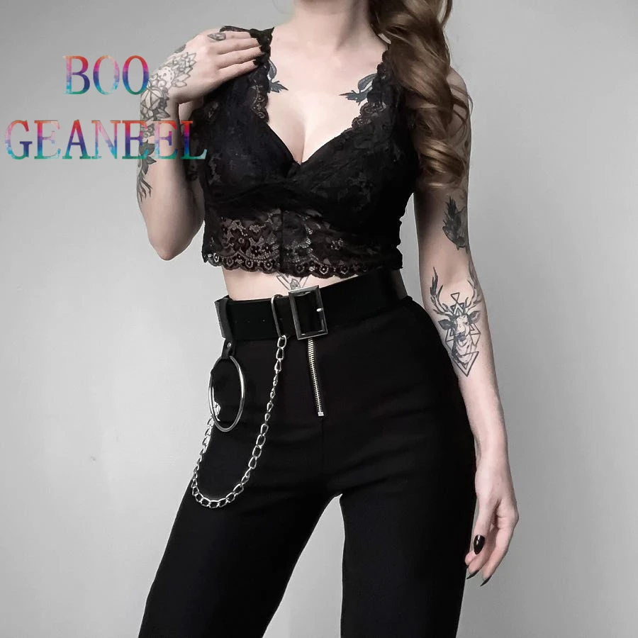 Женский ремень из искусственной кожи регулируемый пояс в стиле панк с цепочкой