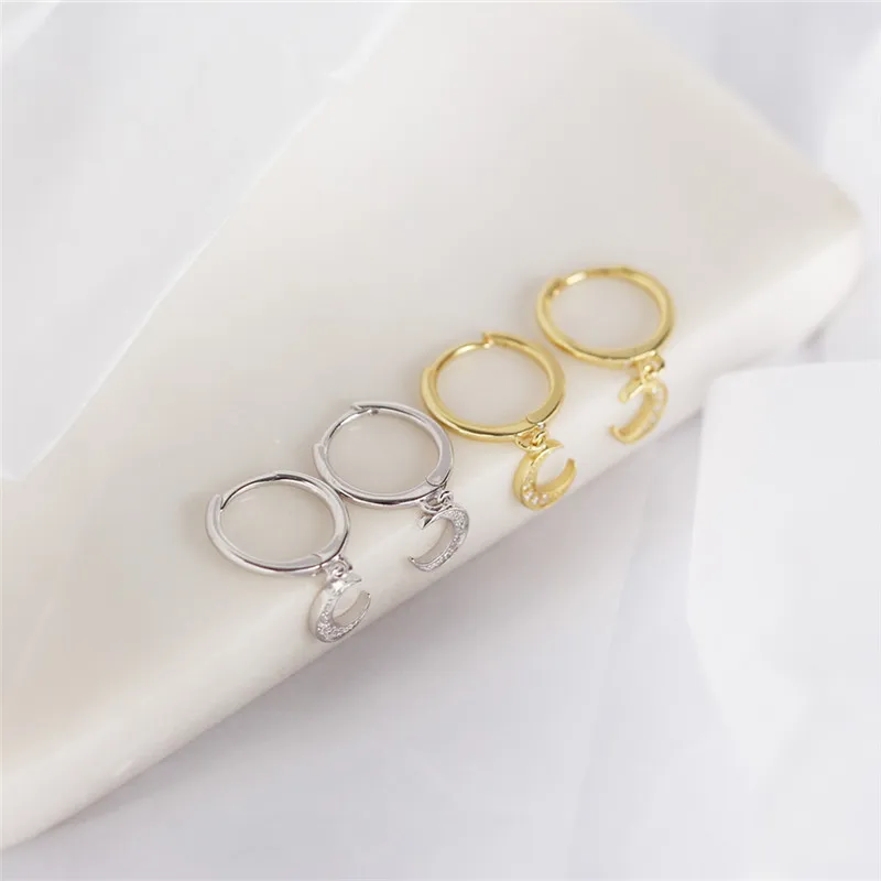 Женские серьги-гвоздики с подвеской в виде полумесяца | Украшения и аксессуары