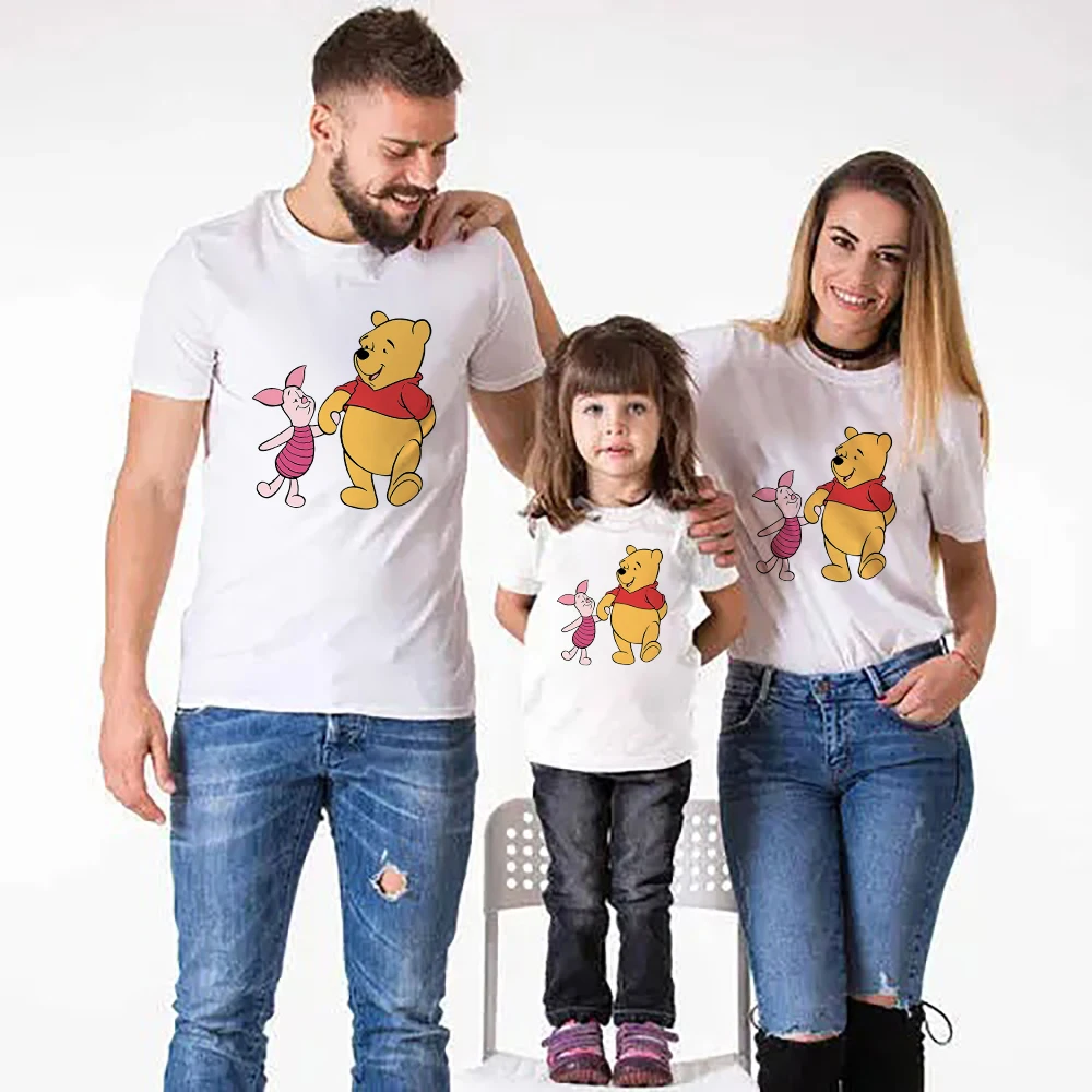 

Disney Winnie the Pooh Children's Clothing Oversize Cartoon Print Tshirt Cute Harajuku Style Mom and Kids T Shirt Summer 2021