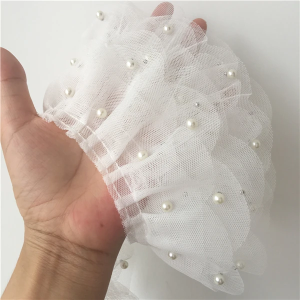 3 ярда/партия винтажная сетчатая ткань с оборками 6 5 см|lace applique|pearl beaded lacebraided lace |
