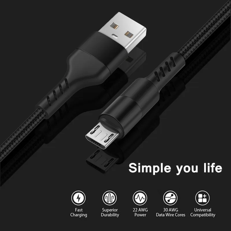 Плетеный Micro USB/type C/iOS 2A кабель для быстрой зарядки Sumsung Galaxy S3 S4 S8 S9 Plus htc LG 2 3 4 LG5 |