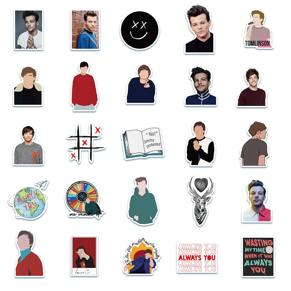 Pegatinas impermeables de Singer Louis Tomlinson, 10/25/50 Uds., para port&aacute;til, equipaje, Guaitar, monopat&iacute;n de juguete-2