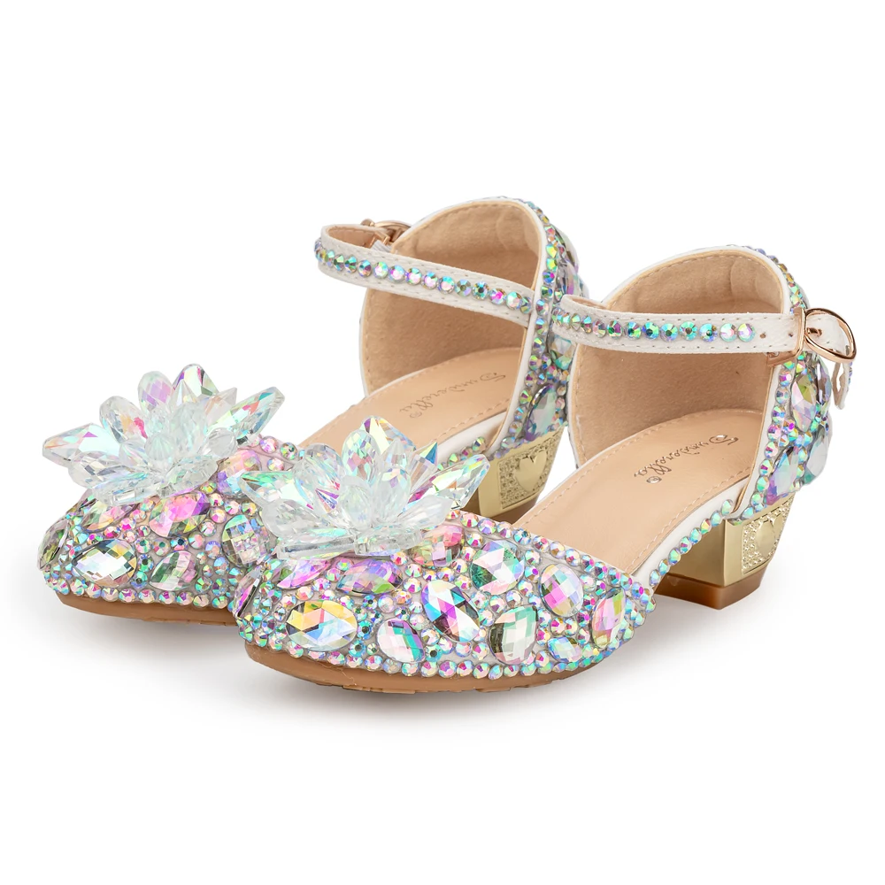 Обувь с украшением в виде кристаллов Детское платье принцессы для девочек