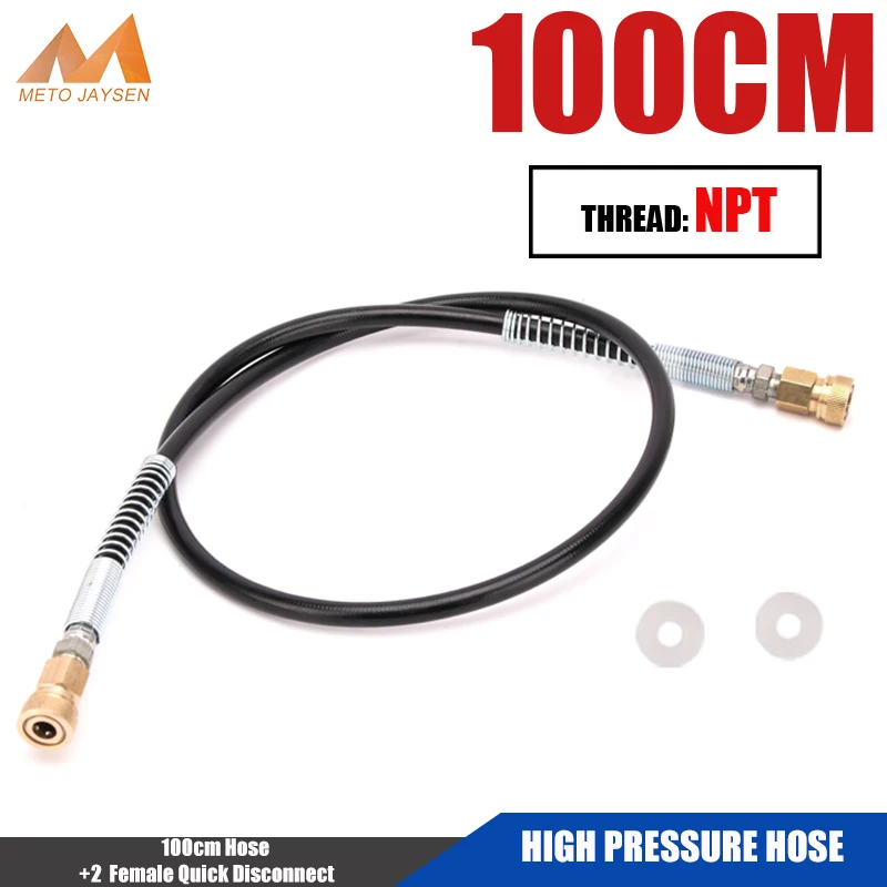 

100 см Длинные Пейнтбол высокого Давление нейлоновый шланг 1/8NPT фильтр с резьбой папа гнездовой разъем с пружиной завернутый 4500psi 300bar