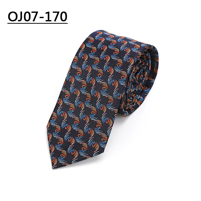 OJ07-170 YISHLINE Factory 7 см галстуки Красный Синий плед для мужчин Свадебная вечеринка рубашка костюм жениха Длинный Галстук полиэстер Шелковый жаккард - Цвет: OJ07-170
