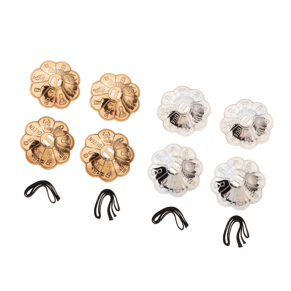 4x цветок Форма живота Танцы тарелки пальчиковые Чистая латунь танцевальная