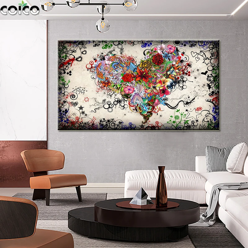 

Abstract color flower HD Picture Print Poster Wall Art Canvas Painting Modern Creativity Art Home Decor Painting for Living Room